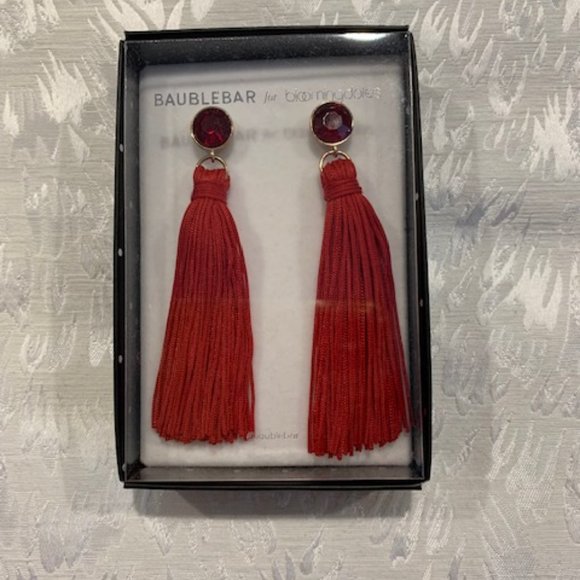 Red Baublebar Drop Tassel Valentine’s Day Earrings - Picture 1 of 3